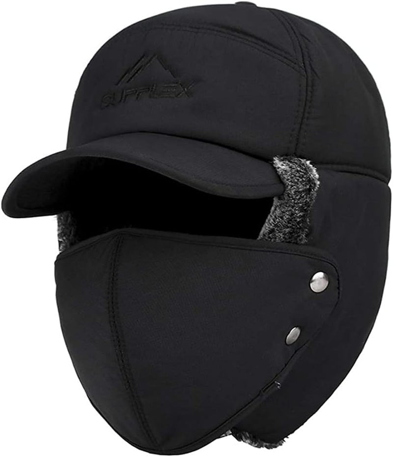 Mens Winter Thermal Trapper Hat Russian Ushanka Ski Hunting Dad Cap Ear Flaps Motorcycle Cycling Mask Women Warm Fur Snow Hat